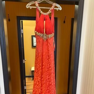 Dave & Johnny watermelon lace beaded dress
